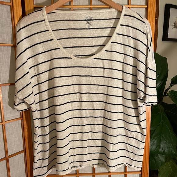 J Crew Relaxed Linen Scoop Neck Striped Shirt ❤️ - Picture 4 of 10